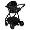 A black baby stroller with a car seat attached, shown from a slightly angled front view on a white background. Produktbild-Vorschau