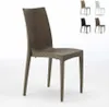 A single brown chair is shown in the center of the image against a white background. In the top right corner, there are four smaller images of chairs in different colors (tan, white, black, and brown). Produktbild-Vorschau