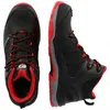 A pair of black and red mid-top work boots shown from a top-down and side view. Produktbild-Vorschau