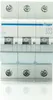 A close-up, front-facing studio shot of a three-pole circuit breaker. Produktbild-Vorschau