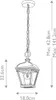 A line drawing of an outdoor pendant light with dimensions indicated. Produktbild-Vorschau