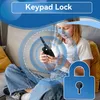 A young girl is sitting on a couch, holding a walkie-talkie. There are graphic overlays indicating 'Keypad Lock' and a lock icon. Anteprima dell’immagine prodotto