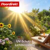 A sunny garden scene with a privacy fence, flowers, and lounge chair. Anteprima dell’immagine prodotto