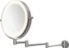 A silver LED makeup mirror with an adjustable arm is mounted on a white background. Produktbild-Vorschau