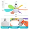 Collage of images showing a ceiling fan with a light and remote control, including dimensions and details. Náhled obrázku produktu