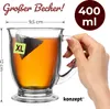 Teetasse Gläser Set 400ml 4 Stk. Cappuccino Tassen | Produktbild-Vorschau 6