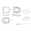 Technical drawings and 3D renderings of a toilet seat. Produktbild-Vorschau