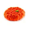 A round, orange cake mold with a textured, bubbly surface, decorated with a small sprig of mint on top, isolated on a white background. Anteprima dell’immagine prodotto