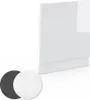 A white high-gloss front panel with a base trim, and two circular swatches (one white, one black) in the foreground. Náhľad obrázku produktu