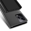 A close-up view of a black flip case for a smartphone, showing the camera module. Produktbild-Vorschau