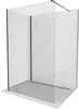 A 3D rendering of a walk-in shower enclosure with a marble-patterned back wall and a clear glass front. Produktbild-Vorschau