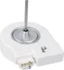 A white fan motor with a silver shaft, isolated on a white background. Produktbild-Vorschau