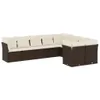 9-tlg. Garten-Sofagarnitur mit Kissen Braun Poly Rattan Produktbild-Vorschau 1