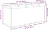A line drawing of a storage bench with dimensions indicated. Produktbild-Vorschau