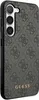 A close-up view of a black phone case with a repeating Guess logo pattern. Podgląd zdjęcia produktu