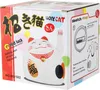 The image shows the retail packaging of a lucky cat figurine. The box features illustrations and text related to the product. Produktbild-Vorschau