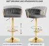 Two bar stools are shown side-by-side, with graphics indicating their adjustable height and 360-degree rotation. Produktbild-Vorschau