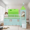 Homestyle4u dětská podkrovní postel 90x200 skluzavka Náhled obrázku produktu 1