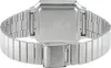The back of a silver Casio digital watch with a metal band. Produktbild-Vorschau