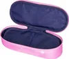 An open pink pencil case with a blue interior, showing elastic loops for holding pens. Náhled obrázku produktu