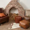 （L 50*50*38cm，Orange）Ungefüllter Leder-Pouf-Bezug, Produktbild-Vorschau 5