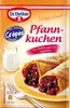 A package of Dr. Oetker pancake mix with an image of prepared pancakes filled with berries. Produktbild-Vorschau