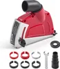 A red and silver angle grinder dust shroud with various accessories arranged below it on a white background. Anteprima dell’immagine prodotto