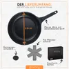 A marketing image showcasing the contents of a pan set, with the pan, cleaning sponge, pan protector, and gift box clearly displayed. Anteprima dell’immagine prodotto