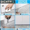 A collage of four images showing the steps for installing a door seal strip. Anteprima dell’immagine prodotto