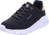 A black Skechers sneaker with white soles and rose gold accents. Voir les images du produit