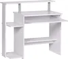 A white computer desk with a keyboard tray and shelves, shown against a white background. Produktbild-Vorschau