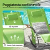 Detailansicht des SoBuy Schaukelstuhls OGS28-GRx2 Grün: verstellbarer Kopfpolster und atmungsaktives Material am Pool Náhled obrázku produktu