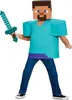 A child wearing a Minecraft Steve costume holding a toy sword. Produktbild-Vorschau