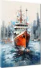 Schiff und Skyline Leinwandbild Wandbild Kunstdruck XL Produktbild-Vorschau 1