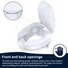 A white toilet seat riser with its lid open, shown against a white background. A close-up inset highlights the smooth edges of the seat. Anteprima dell’immagine prodotto