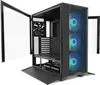 A Lian Li LANCOOL III computer case with its side panel open, revealing the interior and fans. Produktbild-Vorschau
