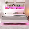 Merax Čalúnená posteľ s baldachýnom 140x200 cm s LED Náhľad obrázku produktu 3