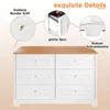 A white and natural wood dresser with close-up insets highlighting its features. Anteprima dell’immagine prodotto