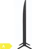 Side view of a black Samsung TV on a white background with an energy efficiency label. Produktbild-Vorschau