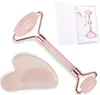 Gua Sha Massage-Set aus echtem Rosenquarz | Stein & Roller Produktbild-Vorschau 1