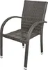 A single dark gray wicker-style chair with armrests, shown from a three-quarter front angle against a white background. Produktbild-Vorschau