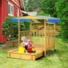 Outsunny Sandkasten mit Dach, Sandkiste aus Holz mit Produktbild-Vorschau 2
