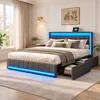 INONEFT Gestoffeerd bed 140 x 200 cm met LED-verlichting en Productafbeelding-voorbeeld 1