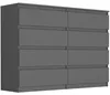 Nowoczesna Komoda 140Cm Szafka 8 Szuflad R-140-S8 Antracyt Podgląd zdjęcia produktu 1