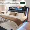 Łóżko tapicerowane Merax 160x200 cm z podświetleniem LED i Podgląd zdjęcia produktu 13