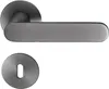 A door handle set with a flat rosette, shown against a white background. Produktbild-Vorschau