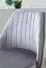 Close-up of a gray velvet chair back and seat. Voir les images du produit