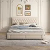 Cadre de lit ProximaX en velours beige 160 x 200 cm avec Voir les images du produit 2