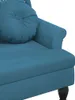 A close-up view of a blue upholstered bench with a round cushion. Podgląd zdjęcia produktu