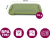 A green cutting board with dimensions and weight indicated, along with icons representing features. Produktbild-Vorschau